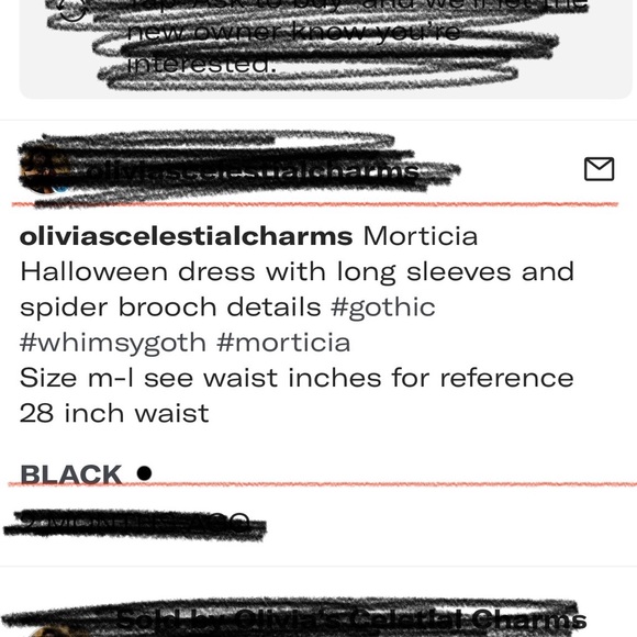 Black Gothic Dress with Red Trim M - Picture 8 of 8